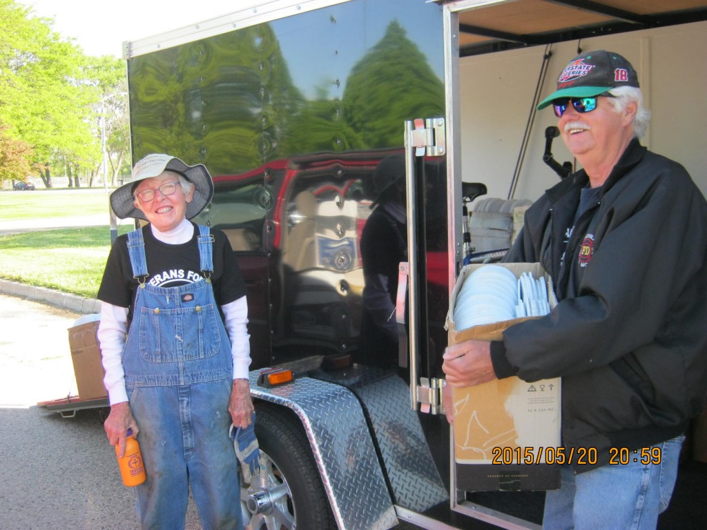 Vets For Peace Memorial Mile Set Up Joni helps Phil